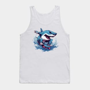 shark riding a skateboard Tank Top